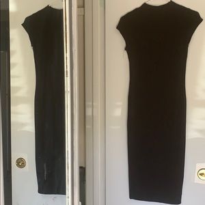 Skinny black mid calf dress
